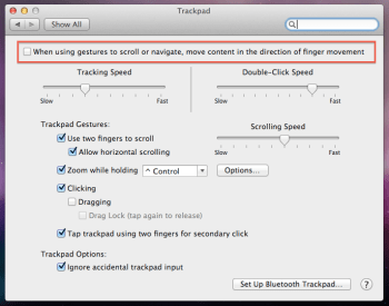 Disable natural scrolling